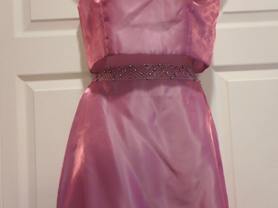 Joli Baile de graduación Rosa Correa de espagueti Lentejuelas Largo Completo/Poliéster 2 Piezas Formal 10 Foto 3 de 4