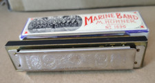 Vintage German M. Hohner Marine Band Harmonica 1896 W/Original Box Key G