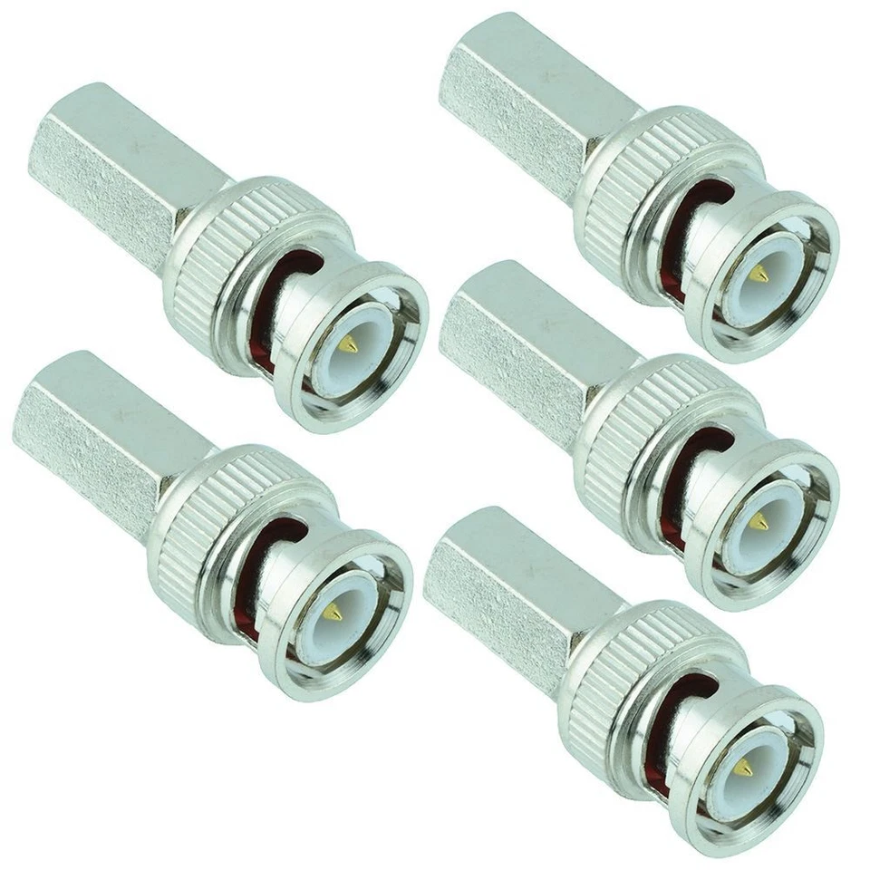 SWITCH ELECTRONICS 5 x BNC Male Twist On Plug Coaxial Cable Adapter Connector RG59/U