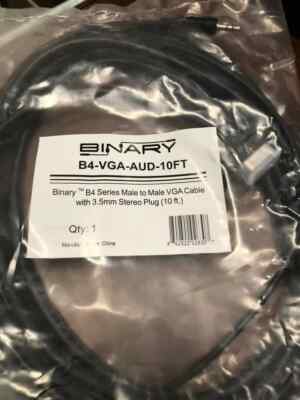 Binary B4 Series Male to Male VGA Cable with 3.5 Stereo Plug 10 ft (lot of 3)