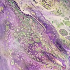 Quadro astratto moderno viola verde 50x50 cm arte acrilico su tela