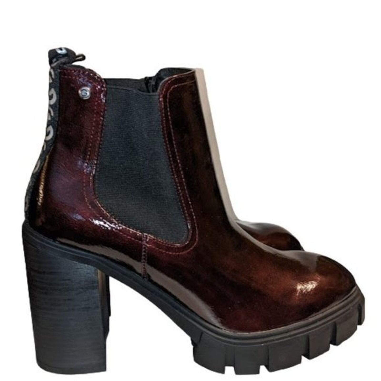 G BY Guess Los Angeles Burgundy Glossy Finish Keona Boot Size 11M New w/out Box