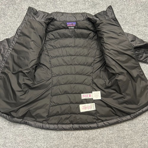 Patagonia Girls Down Sweater Puffer Jacket Size M 10 Kids Black Full Zip Mock - Picture 2 of 8