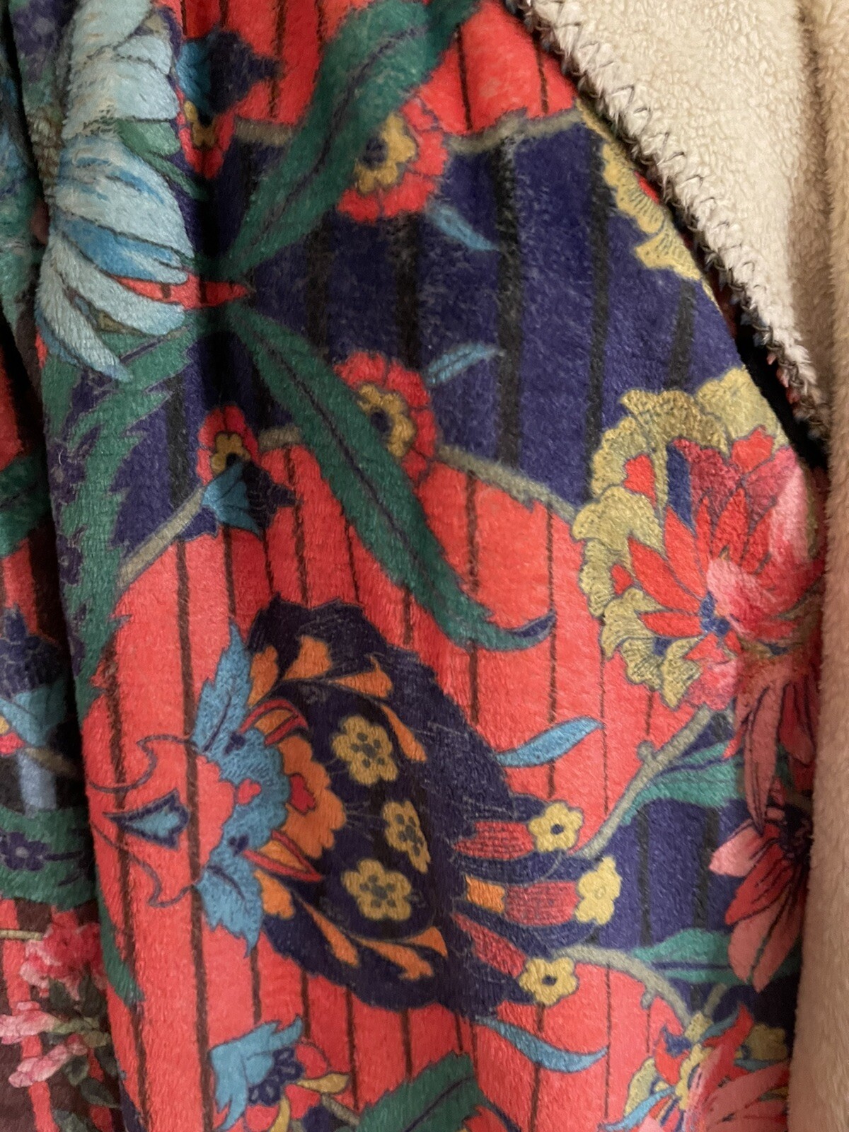 NWT 🧥Johnny Was🧥 Rico Sherpa Jacket Open Front Hoodie Pocket Red Black