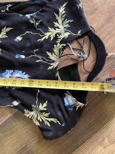 Topshop Unique Evelyn Asymmetric Silk Midi Dress Black Blue Floral Size 4 - Picture 18 of 23
