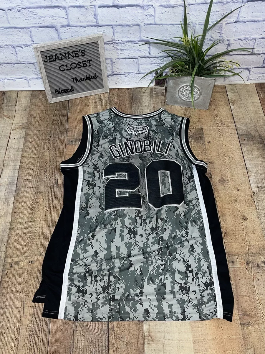 Rare Adidas NBA San Antonio Spurs Manu Ginobili Camo Basketball Jersey Large