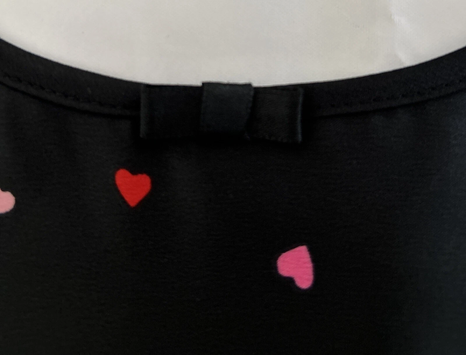 Camicia Kate Spade nero rosa cuori rossi donna taglia large prezzo al dettaglio $78