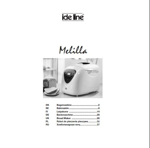 Ide Line Melissa Bread Machine Manual 643-032, 643-043, 643-111