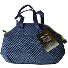 Kole Imports Polar Pack 12 Can Quilted Tote Bag Insulated Cooler - Blue/Green