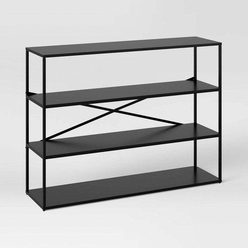 3 Shelves 35 75 Glasgow Horizontal Metal Bookshelf Black Project 62 