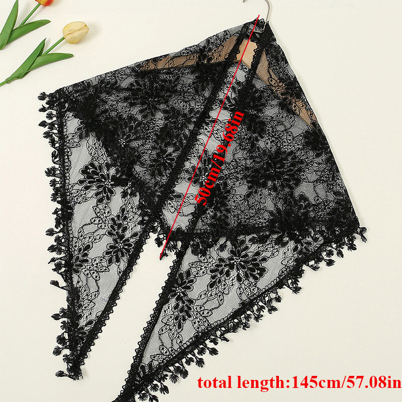 Women Ladies Lace Tassel Floral Triangle Veil Church Mantilla