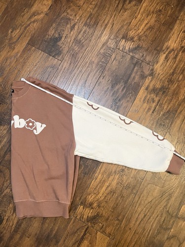Brown & Cream Playboy Brand Oversized Sweatshirt Size M Ladies - Picture 8 of 9