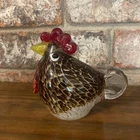 Vintage Solid Glass Paperweight Rooster Chicken Murano Style Shelf Sitter Decor