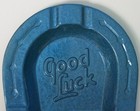 Ashtray GOOD LUCK Horseshoe Embossed Tin Advertising Salesman Sample VINTAGE 50s — photo 6