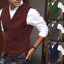 Herringbone Men's Vest Waistcoat for Wedding Tuxedo Prom Formal Business Vest