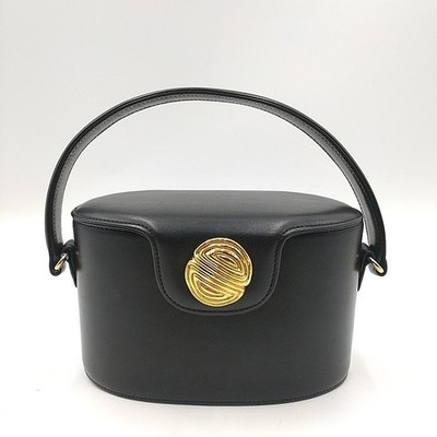 Givenchy Black Leather Vanity Bag with Gold Hardware Authentic Rare Used Japan