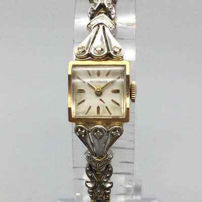 Vintage Wittnauer Diamond Womens Watch 14mm 14k Gold Stretch Band