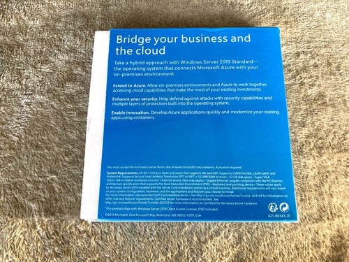 New Sealed DVD Box - Microsoft Windows Server 2019 Standard. Only - Picture 2 of 3