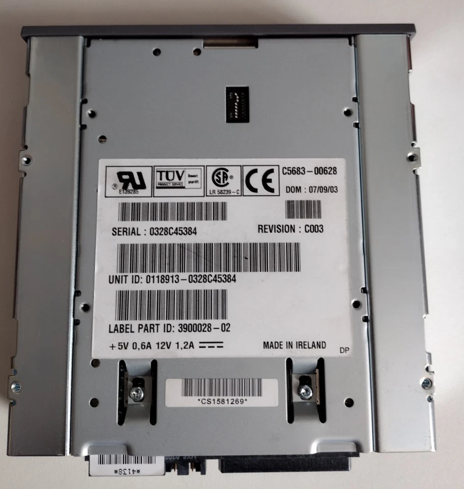 Sun/HP DDS-4 SCSI 68 Pin Tape Drive, 20/40Gb, GREY,  Model-C5683 -Tested/Working - Image 4 of 4