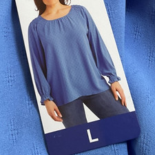 JESSICA SIMPSON Blue Long Sleeve Peasant Blouse Womens Size L NEW