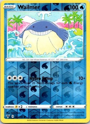 Wailmer Reverse Holo Common SWSH04: Vivid Voltage 031/185 NM