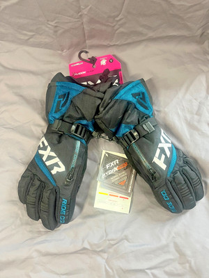 FXR Women's Fusion Snowmobile Motorcycle Glove Medium Black / Ocean New WT