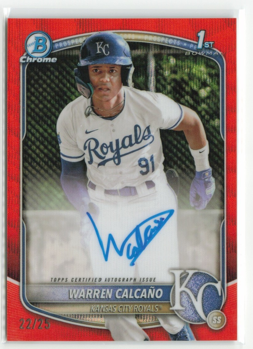 2025 Bowman Chrome Warren Calcano #CPA-WC Orange Wave Auto /25 Royals