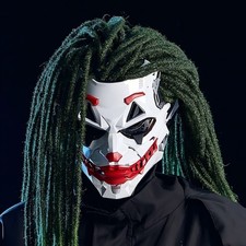 Cyberpunk Joker Cosplay Mask Full Face Headwear W/dreadlocks Halloween Prop