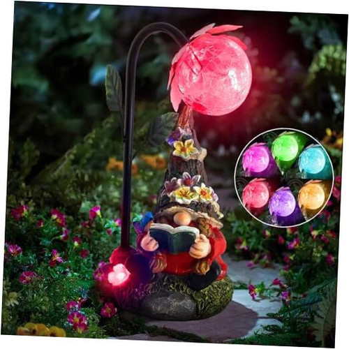 Gartenzwerge Statue Deko, mit buntem Farbverlauf Solar LED Lichter Dekoration - Bild 1 von 7