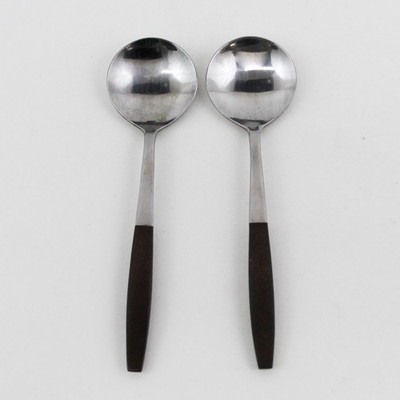 2 Interpur Sugar Spoon Royal Elegance Muster Edelstahl Löffel Rosewood 6'' Selten