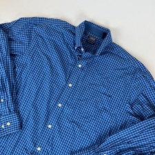 IZOD Men s Large Premium Essentials Blue Checked Button Down Shirt