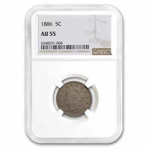 1886 Liberty Head V Nickel AU-55 NGC