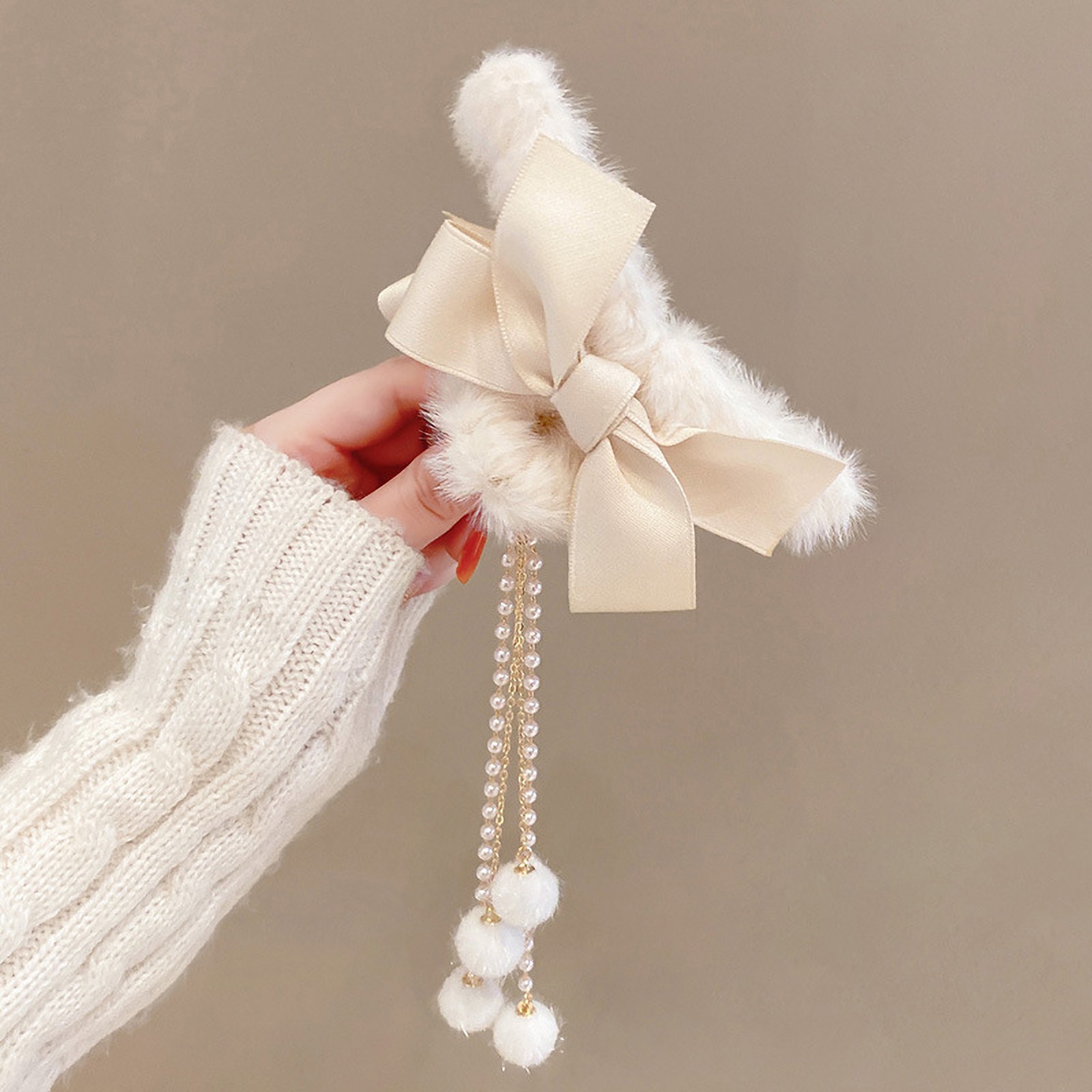 Bow Tassel Hairpin Cloth Plush Hair Clip Hair Barrettes For Girls Women Wed
