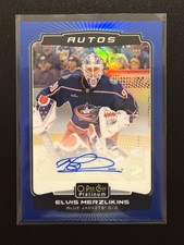 2022-23 OPC Platinum Elvis Merzlikins Blue Rainbow Auto BA-EM Blue Jackets
