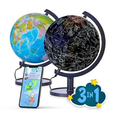 Interactive 10'' Globe for Children with Stand (DIY) - App-Compatible, 400 Won...