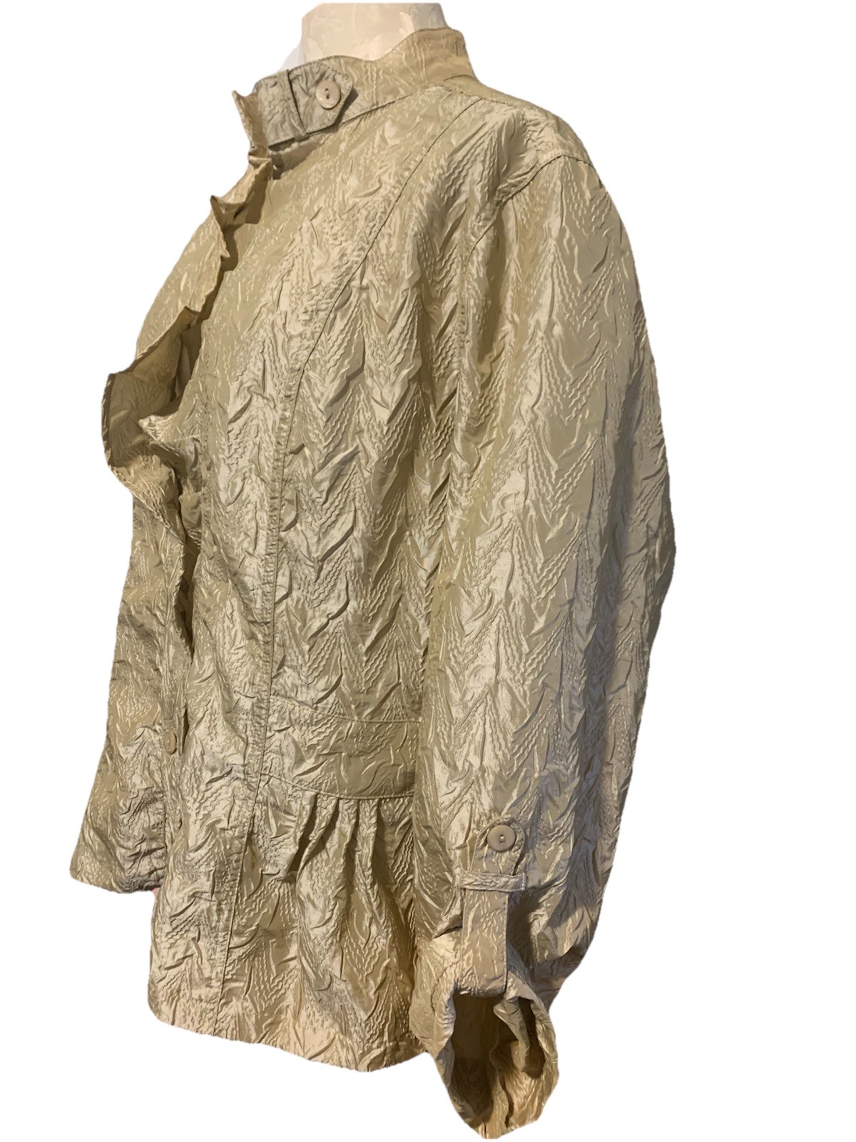 Chico’s Jacket Button lightweight Textured Beige … - image 5