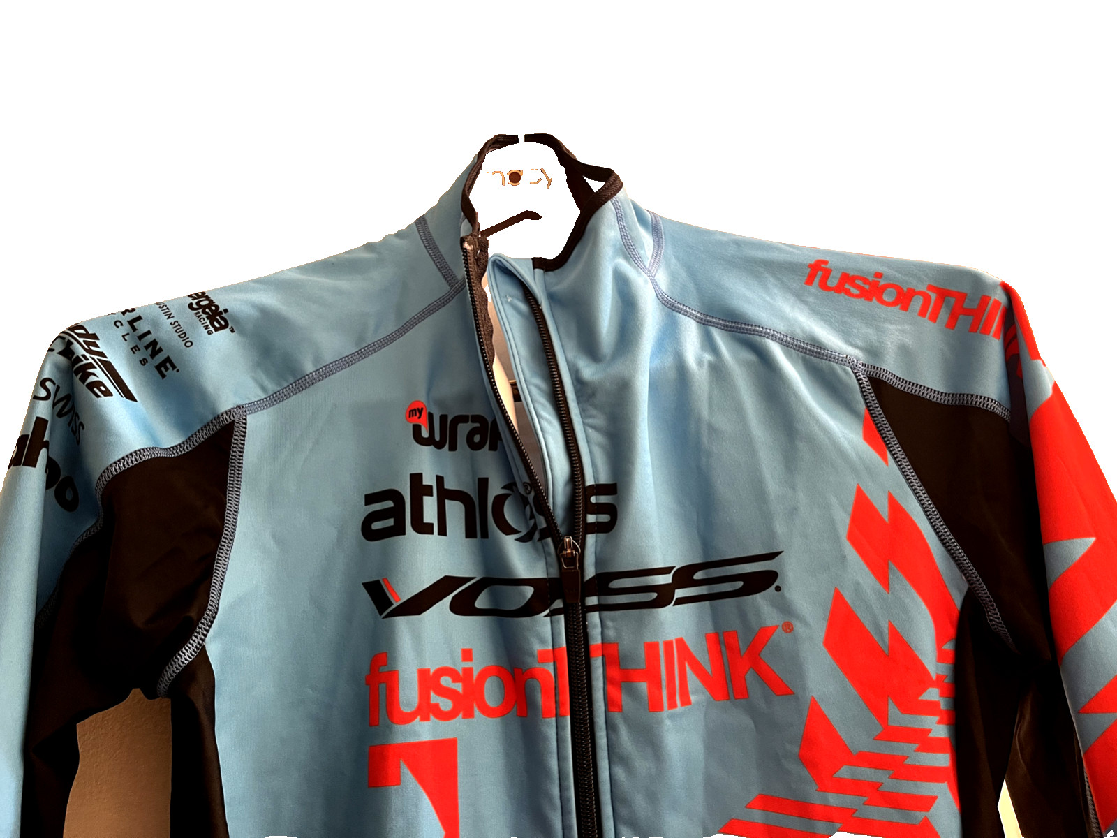 Athlos Wrap Cycling Windbreaker Jacket Blue, Orange and Black US Size Small Rare image 3