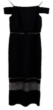 RTLS $160 ADRIANNA PAPELL BLACK SHEER WAIST TEA LENGTH DRESS SZ 6