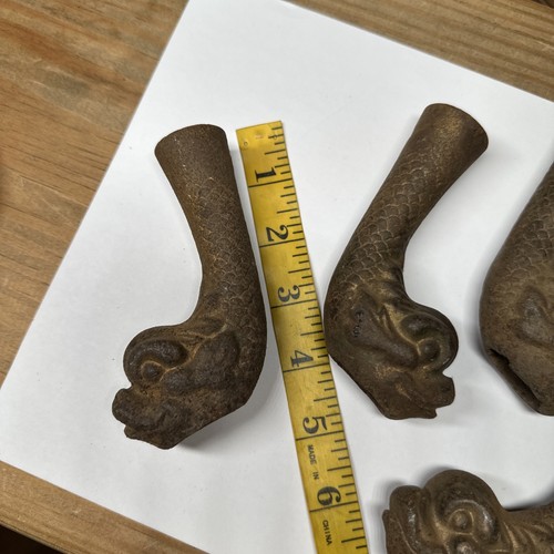 Set of 4 Vintage Furniture Cast Iron Chinese dragon 4 3/4’’ Legs/Feet - Picture 6 of 6