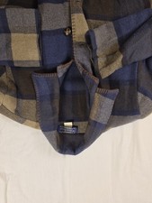 Willow Ridge Womens 10 Blue Plaid Wool Flannel Button Front Overcoat Made in USA