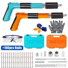Concrete Nail Gun Kit with 100 Nails 5 Speed Adjustable Manual Concrete Wood Kit