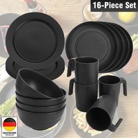 16 Teilige Unzerbrechliches Geschirr Set Wiederverwendbar Camping 4 Personen Neu