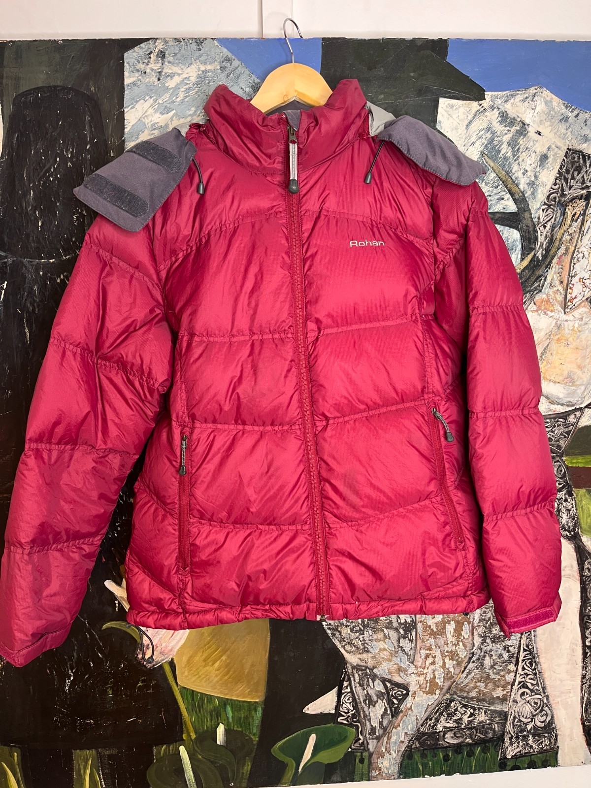 ROHAN NIGHTFALL Down jacket , Berry red , Womens M , VGC , detachable hood image 2