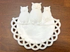 Westmoreland Milk Glass Plate 3 Owls Lace Rim Plaque Dish Vintage 7 Inches Dia