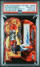 2025 LEAF BB NATION MILB TOP 100 AUTOS #KMG KEVIN MCGONIGLE 1/1 PSA 10 AUTO 10