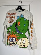 Vintage Rugrats Youth Large Shirt 90 s Viacom Nickelodeon Reptar All Over Print