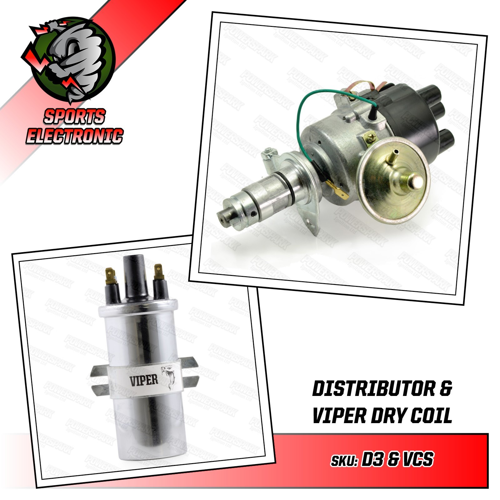 Lucas 45D Distributor Points Type with Viper Dry Ignition Coil