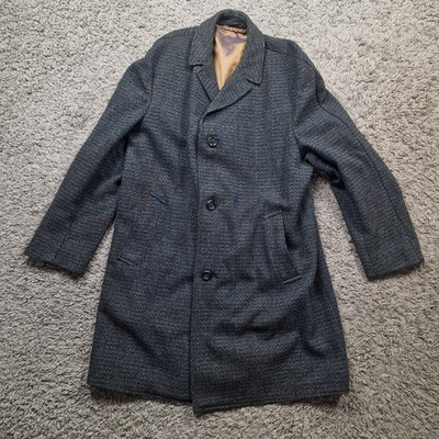 Hardy Amies Hepworths Mantel Herren Large Vintage Tweed Grün Lang