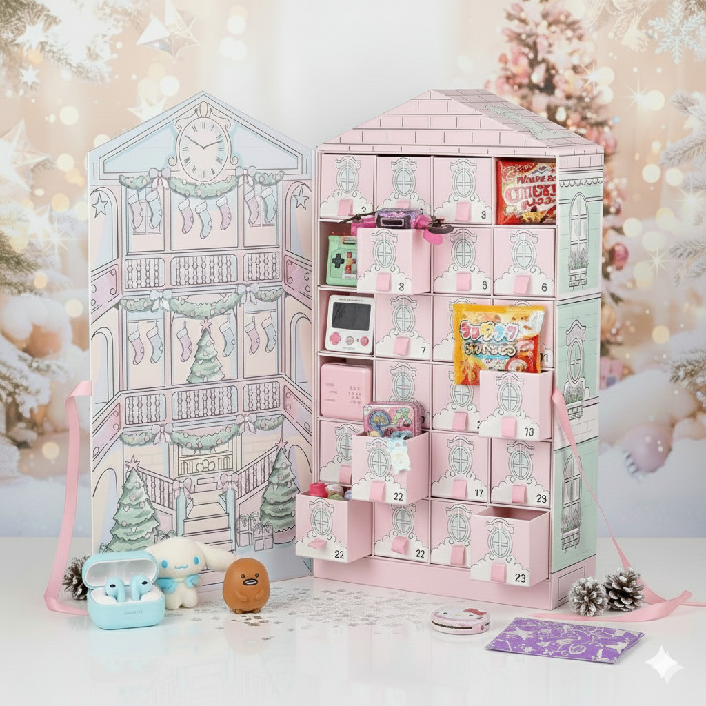 Luxury Kawaii Advent Calendar – Sanrio Boutique House with 24 Pull-Out Drawers