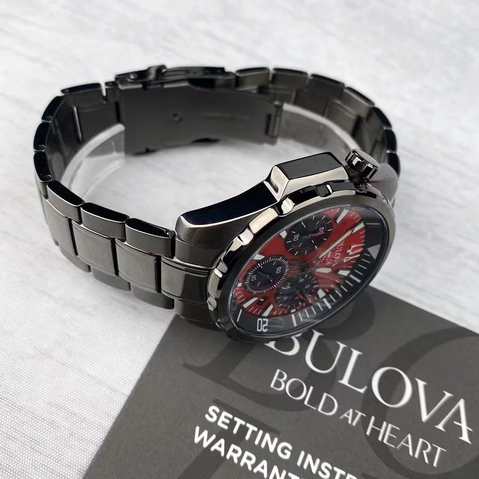 New Bulova Marine Star Men's Quartz Watch Red Dial Chronograph 98B350 43mm - Image 3 of 4